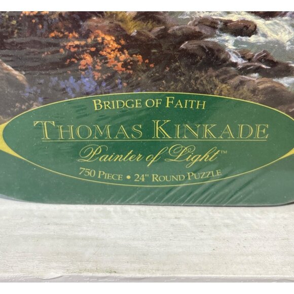 Thomas Kinkade Bridge Of Faith 750 Piece 24" Round Jigsaw Puzzle New Sealed - Picture 2 of 5